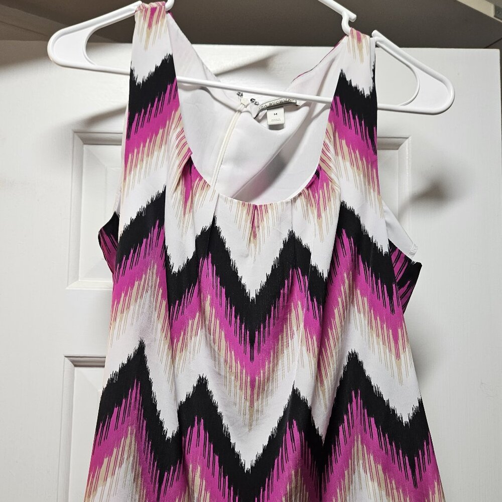 Pink/Tan/White/Black women's tank top blouse